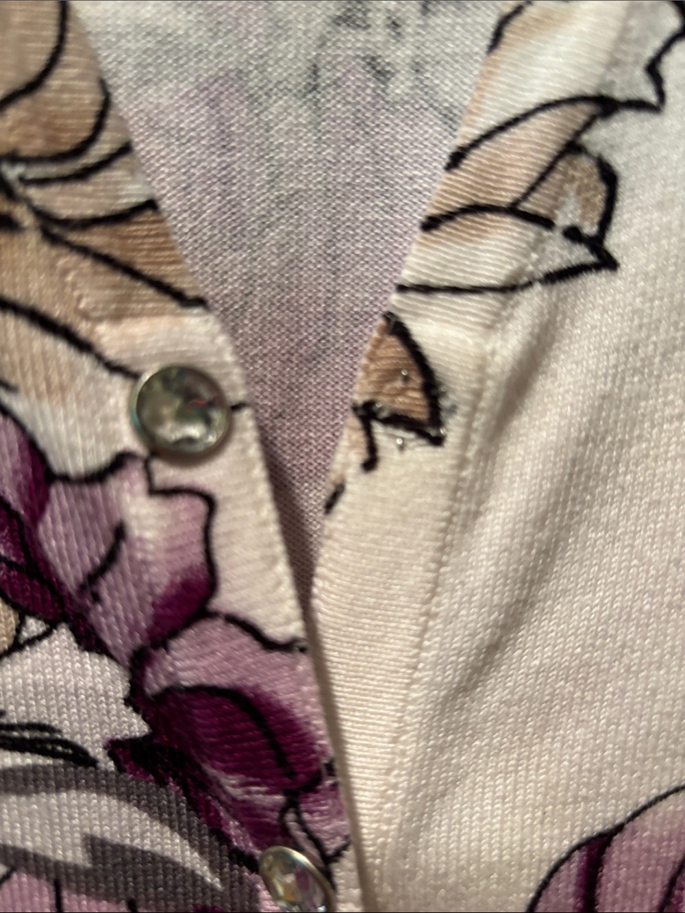 White House Black Market Cardigan with Purple and Black  Floral Pattern Sz S - Picture 4 of 7